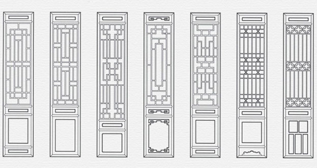 武平常用中式仿古花窗图案隔断设计图